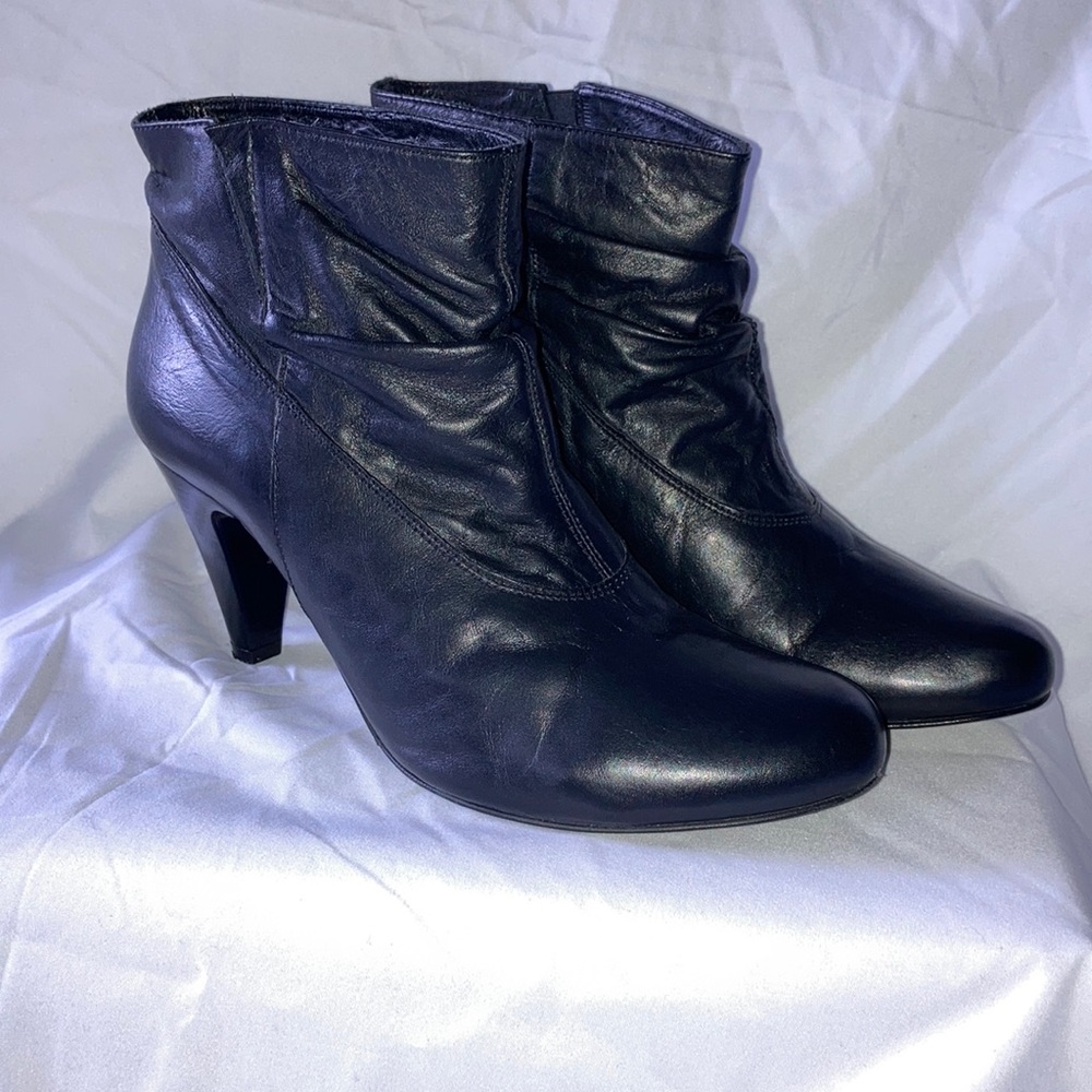 Black leather ankle boots